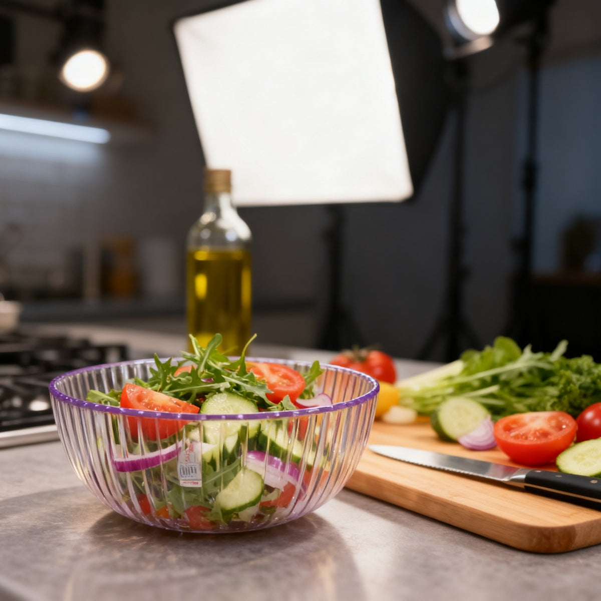 3,5 Litre Cam Salata Kasesi Yivli Desenli Sunumluk – kullanım anı