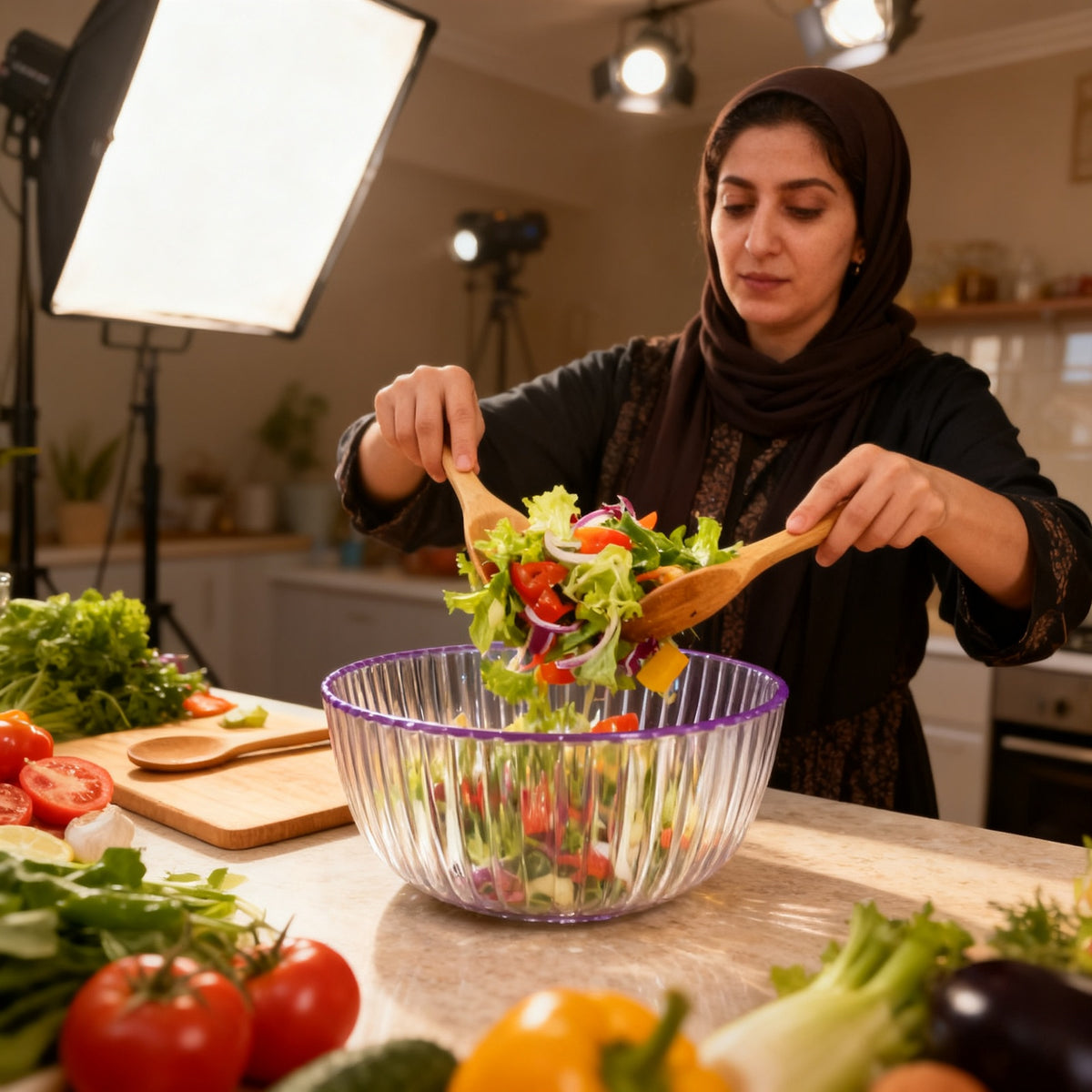 3,5 Litre Cam Salata Kasesi Yivli Desenli Sunumluk – detay görünüm