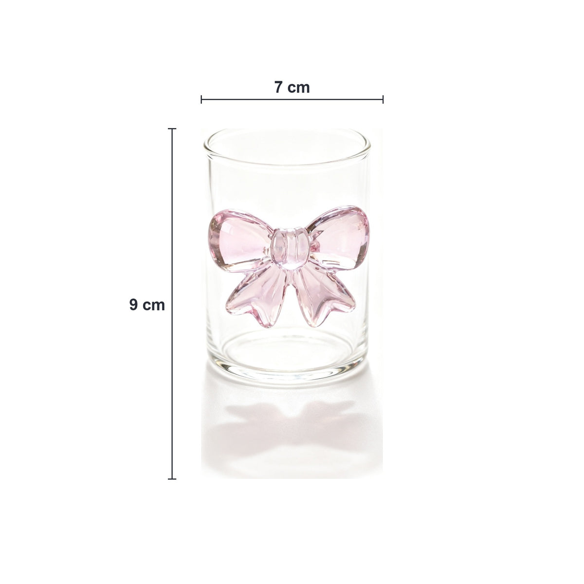3'lü Fiyonklu Cam Bardak Seti 7x9 cm Pembe Cam Fiyonk – yakın çekim