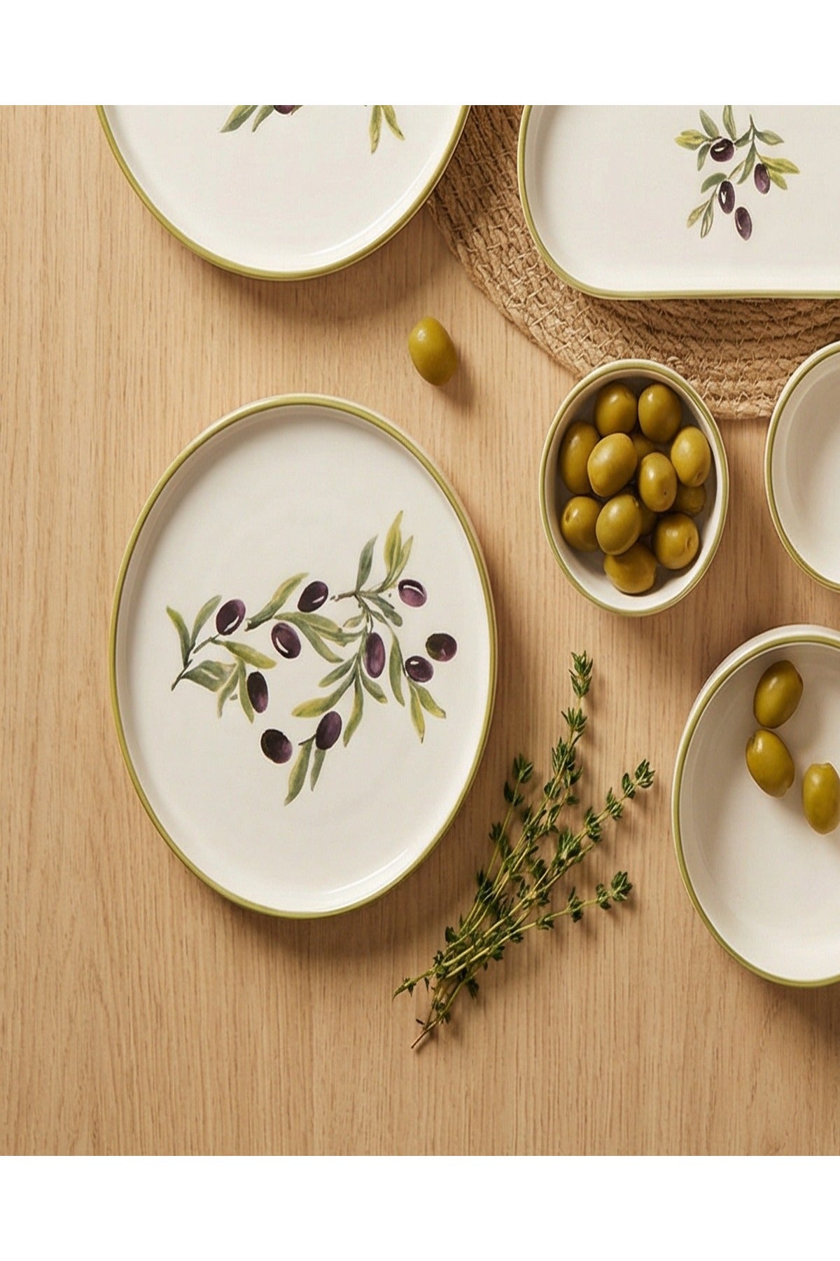 Olive 14 Parça 6 Kişilik Kahvaltı Takımı desen ve malzeme detayı