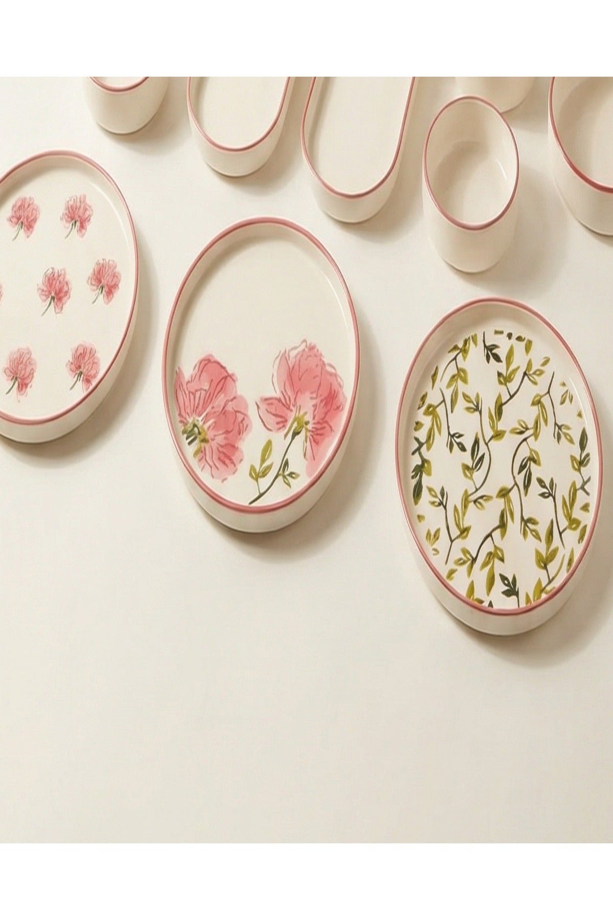 Rose 14 Parça 6 Kişilik Kahvaltı Takımı Gül desen ve malzeme detayı
