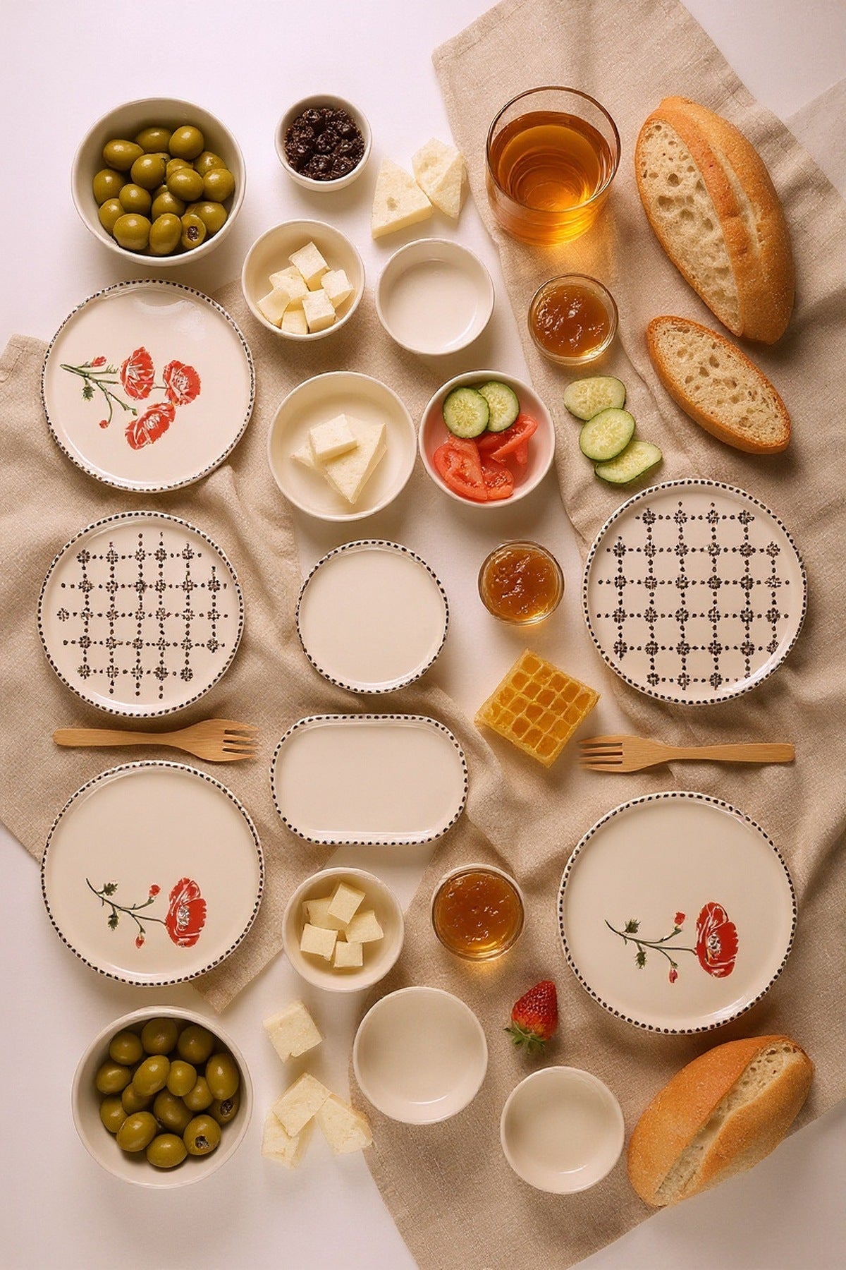 Gelincik 14 Parça 6 Kişilik Kahvaltı Takımı yakın çekim detay görünümü