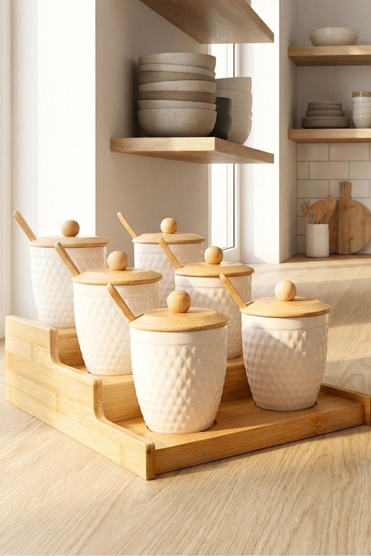Bambu Standlı 6'lı kutu ve sunum görüntüsü