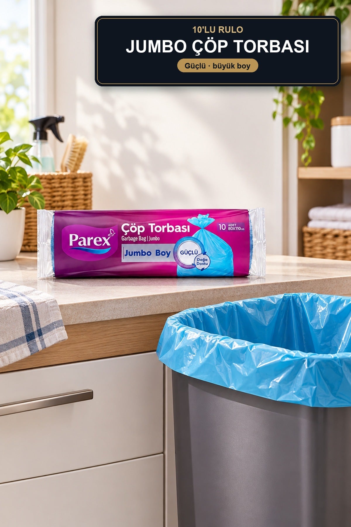 Parex Güçlü Çöp Torbası Jumbo Boy 10'lu