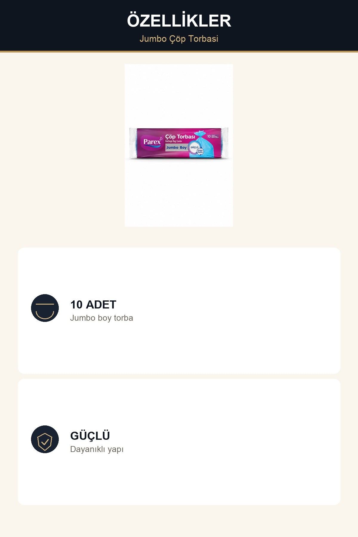 Parex Güçlü Çöp Torbası Jumbo Boy 10'lu