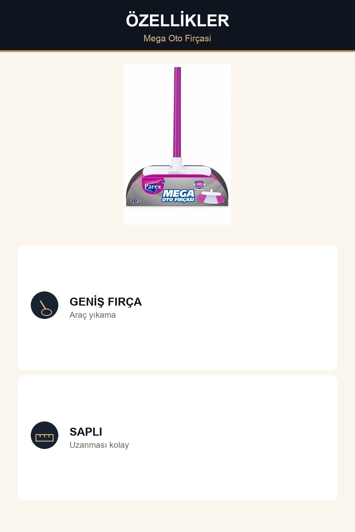 Parex Mega Oto Fırçası Saplı