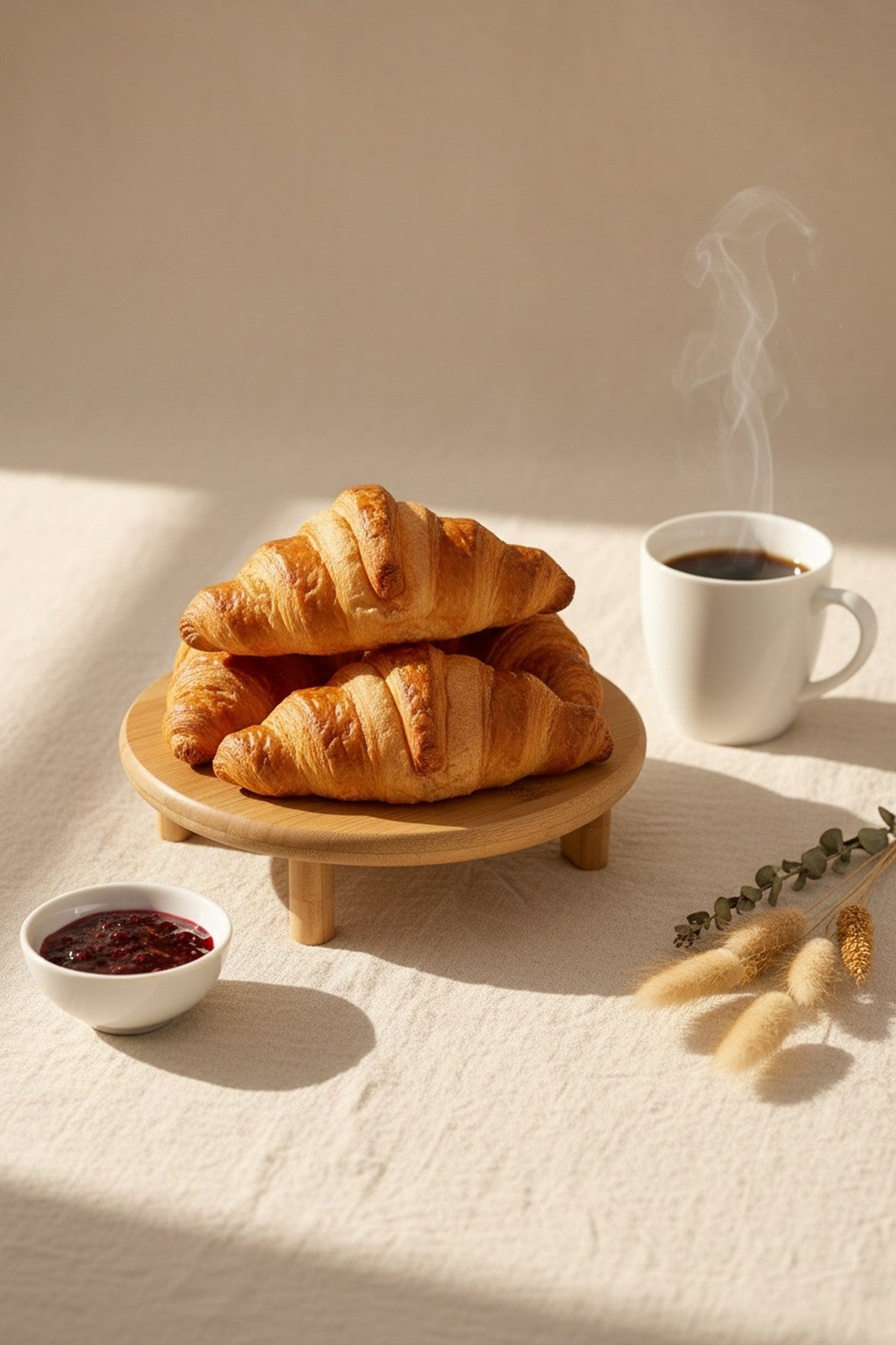 Ayaklı Bambu Sunumluk 24,5 cm Yuvarlak Servis Standı – kullanım anı