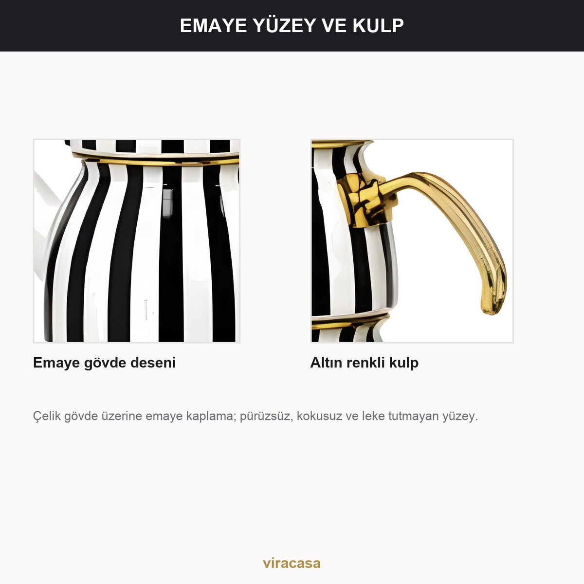Emaye Çaydanlık Takımı 1,5 L Dama Model Altın Kulplu 2 – yakın çekim