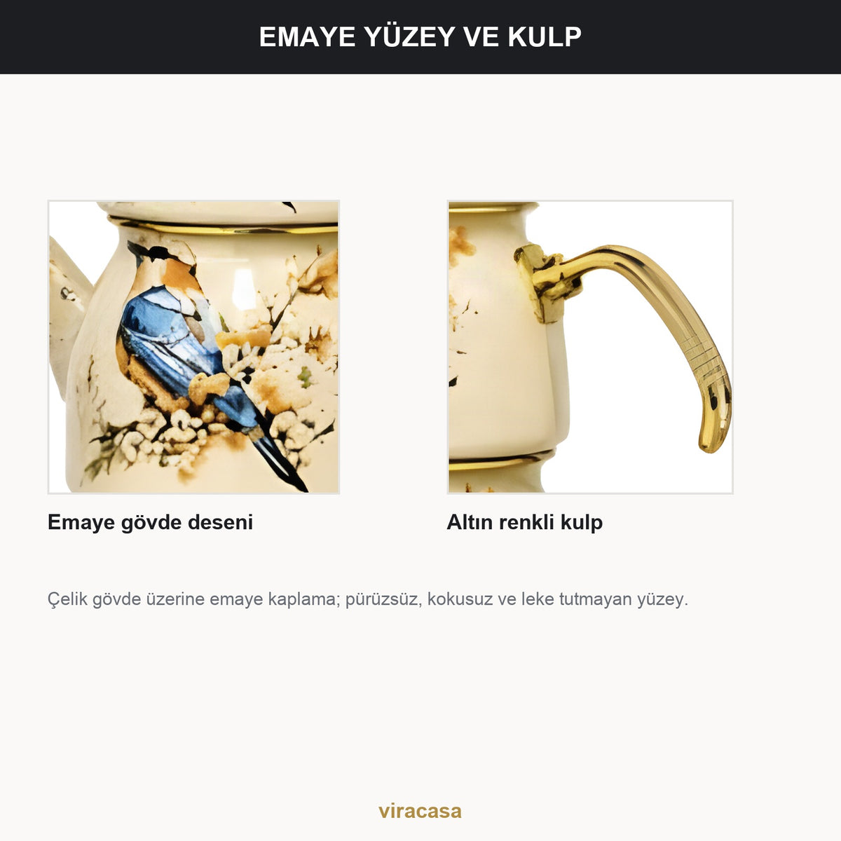 Emaye Çaydanlık Takımı 1,5 L Dama Model Altın Kulplu 2 – yakın çekim