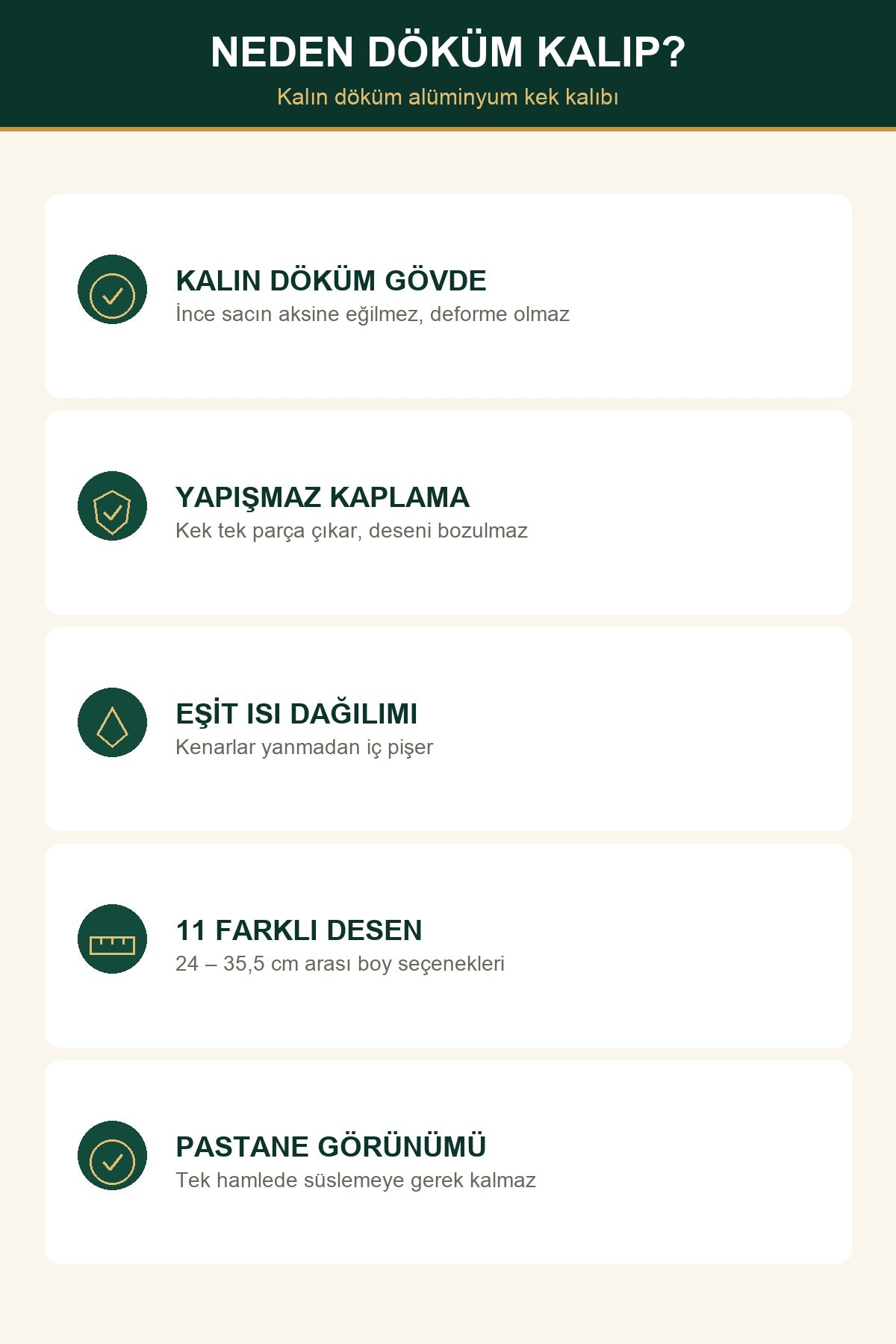 Kalın Döküm Kek Kalıbı — Yapışmaz, 11 Desen Seçeneği 24