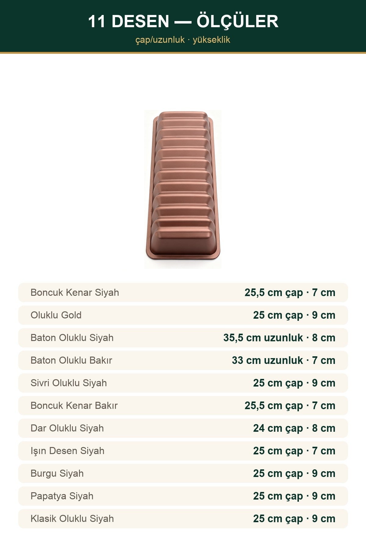 Kalın Döküm Kek Kalıbı — Yapışmaz, 11 Desen Seçeneği 16