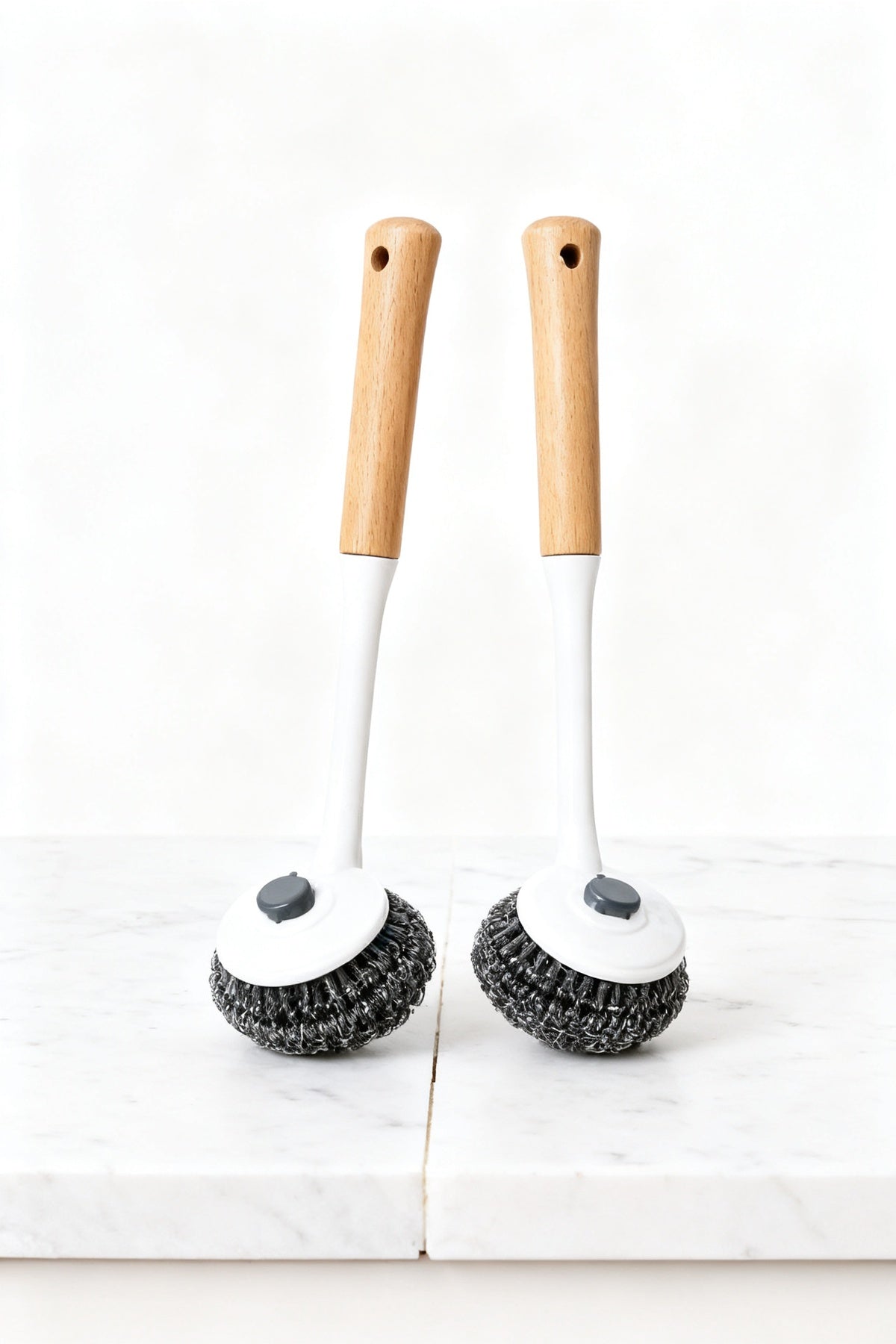 Ahşap Saplı Çelik Telli Bulaşık Fırçası 2'li Set — 28 cm Uzun Saplı 3