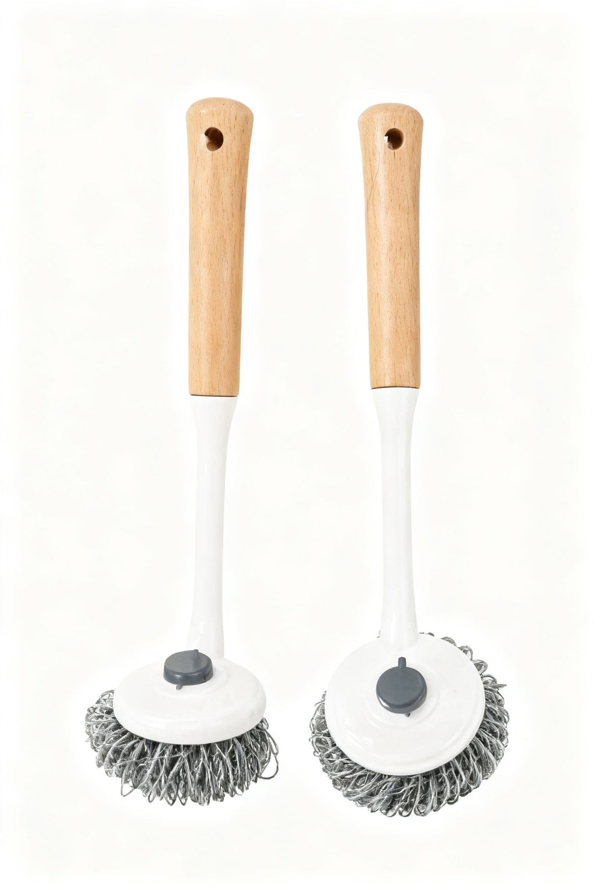 Ahşap Saplı Çelik Telli Bulaşık Fırçası 2'li Set — 28 cm Uzun Saplı 2
