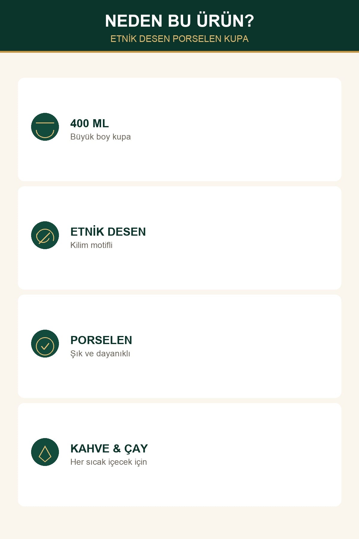 Etnik Desen Porselen Kupa 400 ml Kilim Desenli Büyük Kahve Çay Kupası Kahverengi