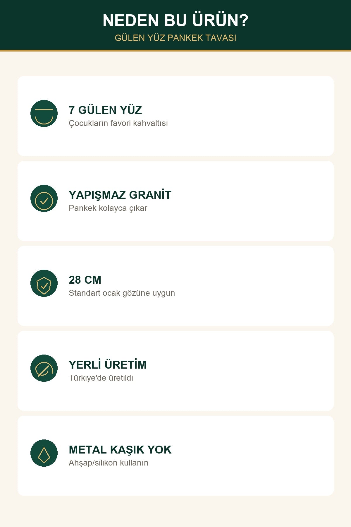 Gülen Yüz Pankek Tavası 28 cm 7 Gözlü Granit Döküm Yapışmaz Yerli Üret