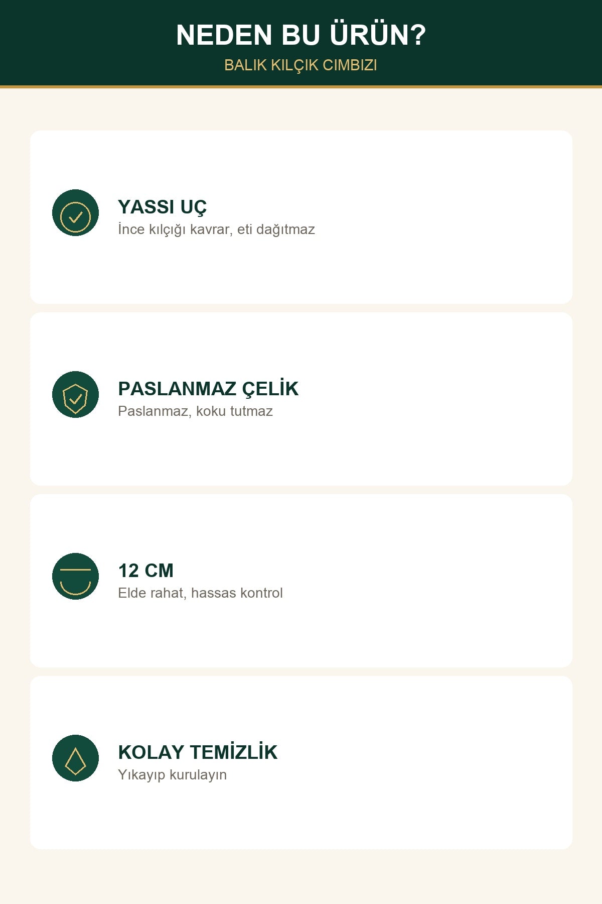 Balık Kılçık Cımbızı Yassı Uç 12 cm Paslanmaz Çelik Kılçık Temizleme C