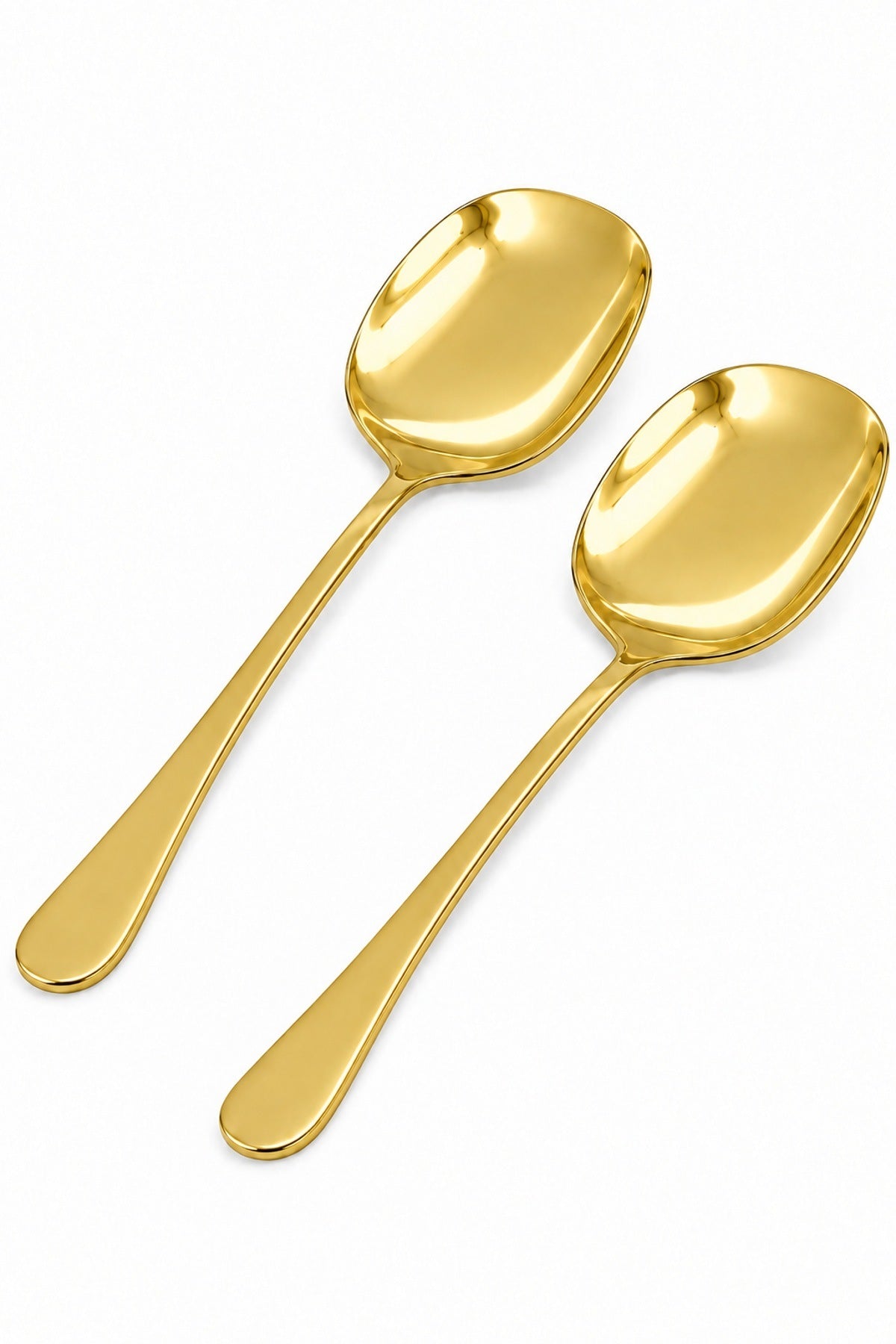 2'li Servis Kaşığı Seti 21 cm 25 cm Paslanmaz Çelik Pilav Servis Kaşığ Gold