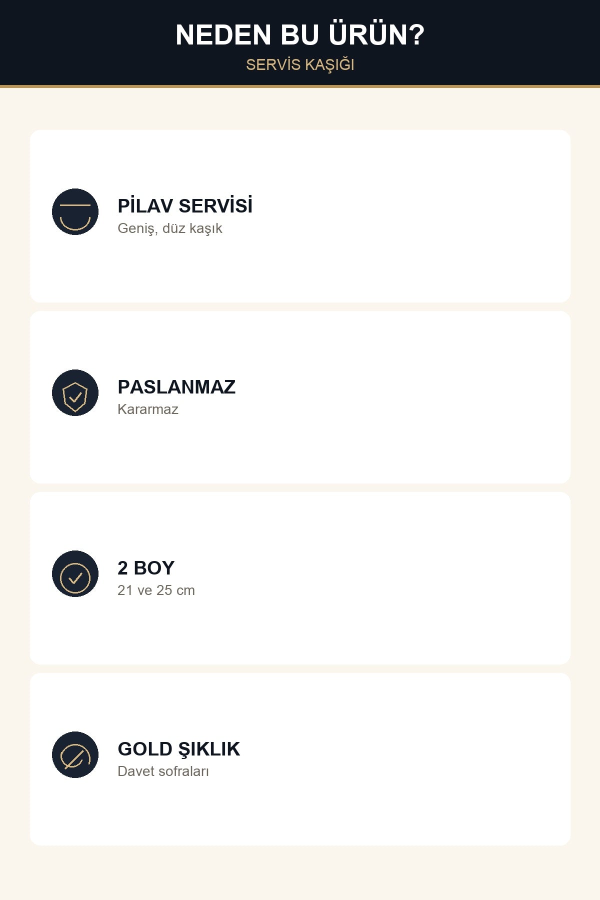 2'li Servis Kaşığı Seti 21 cm 25 cm Paslanmaz Çelik Pilav Servis Kaşığ Gold