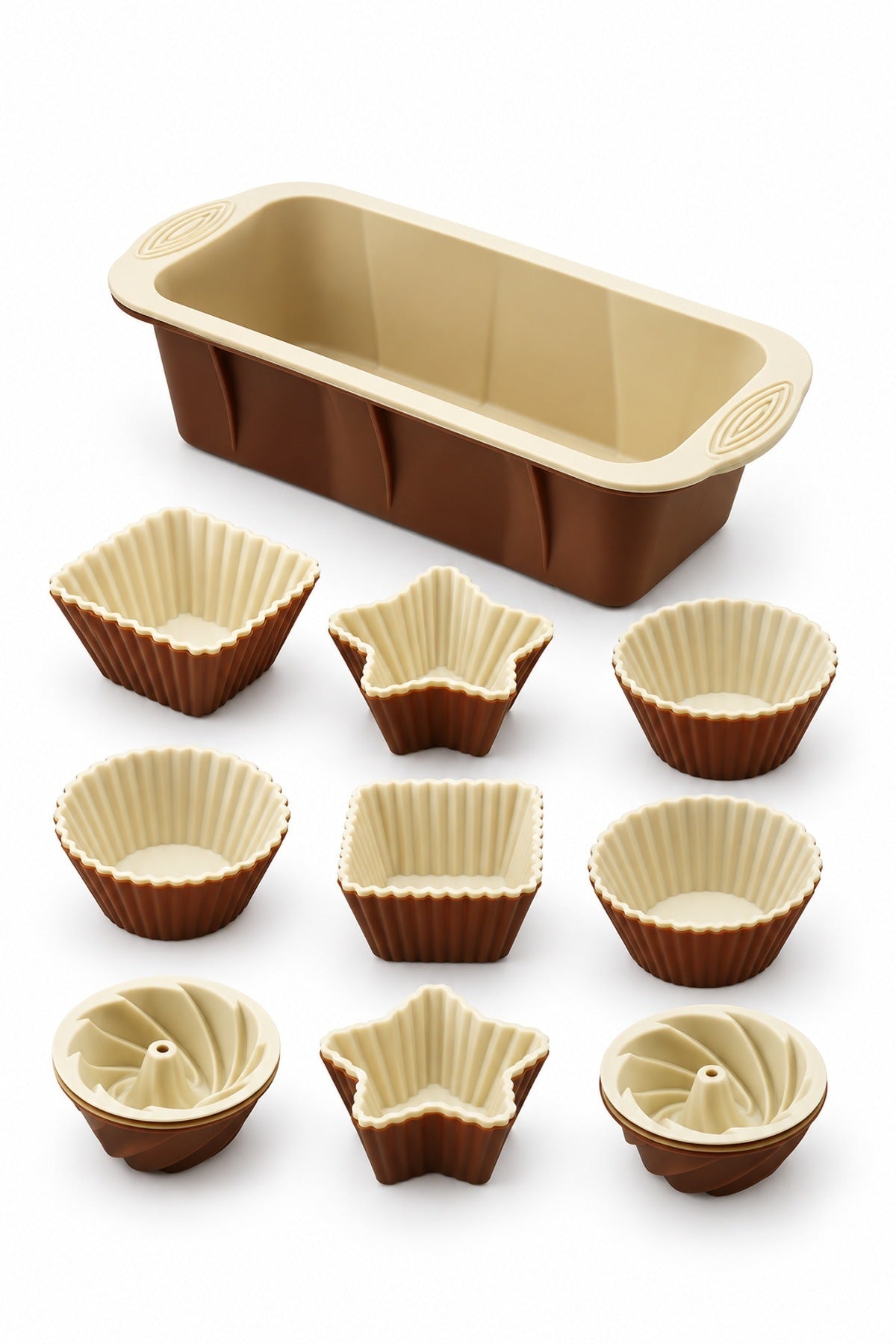 13 Parça Silikon Kek Kalıbı Seti Baton 25x11,5 cm ve 12 Muffin Kalıbı
