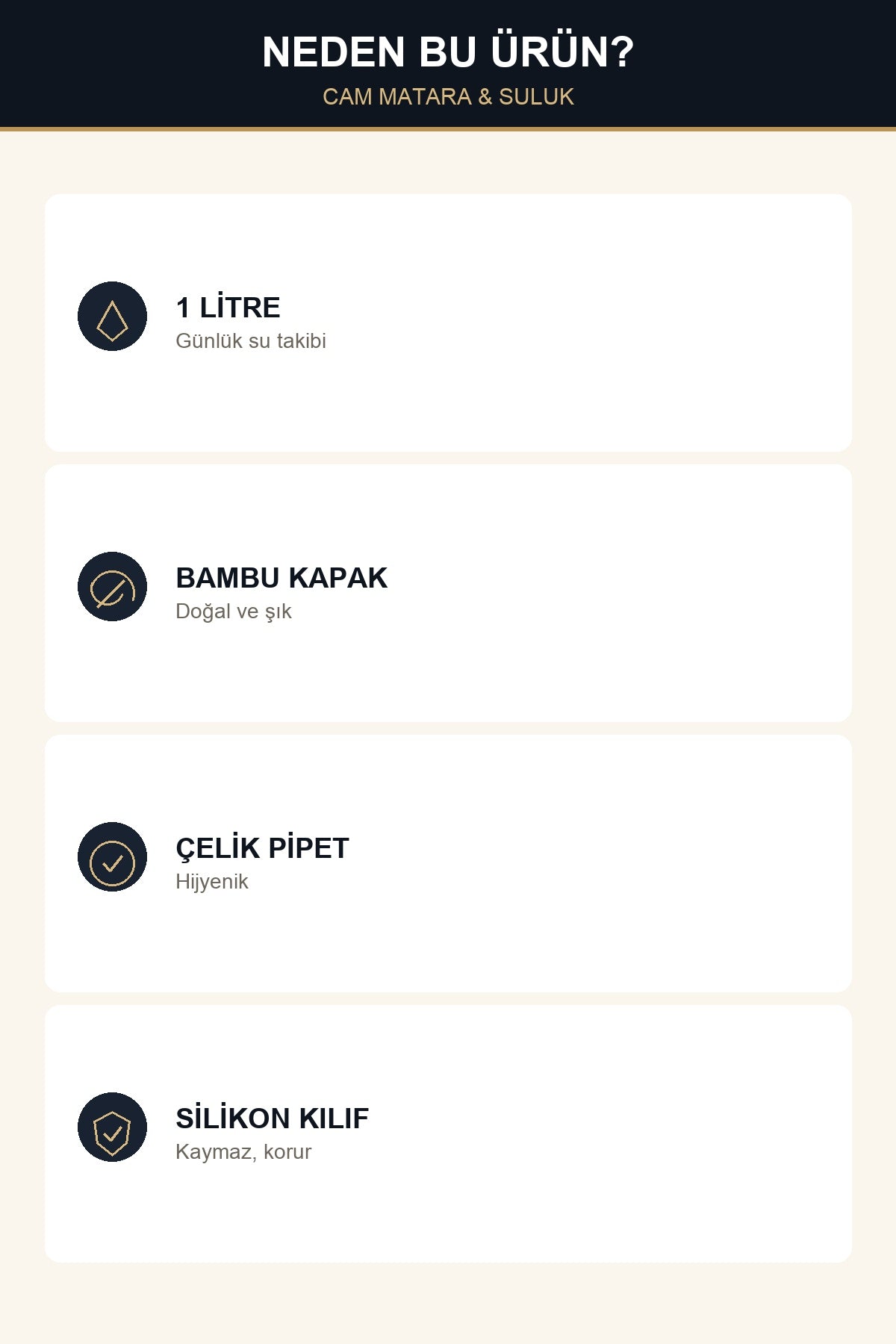 Cam Matara 1000 ml Bambu Kapaklı Çelik Pipetli Silikon Kılıflı Kulplu