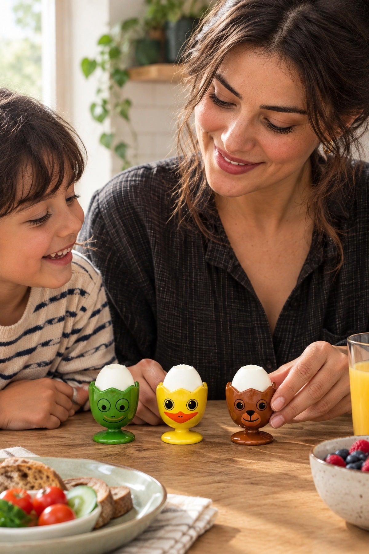 Eğlenceli Yumurtalık 3'lü Set Kurbağa Ördek Ayıcık Çocuk Kahvaltı Yumu
