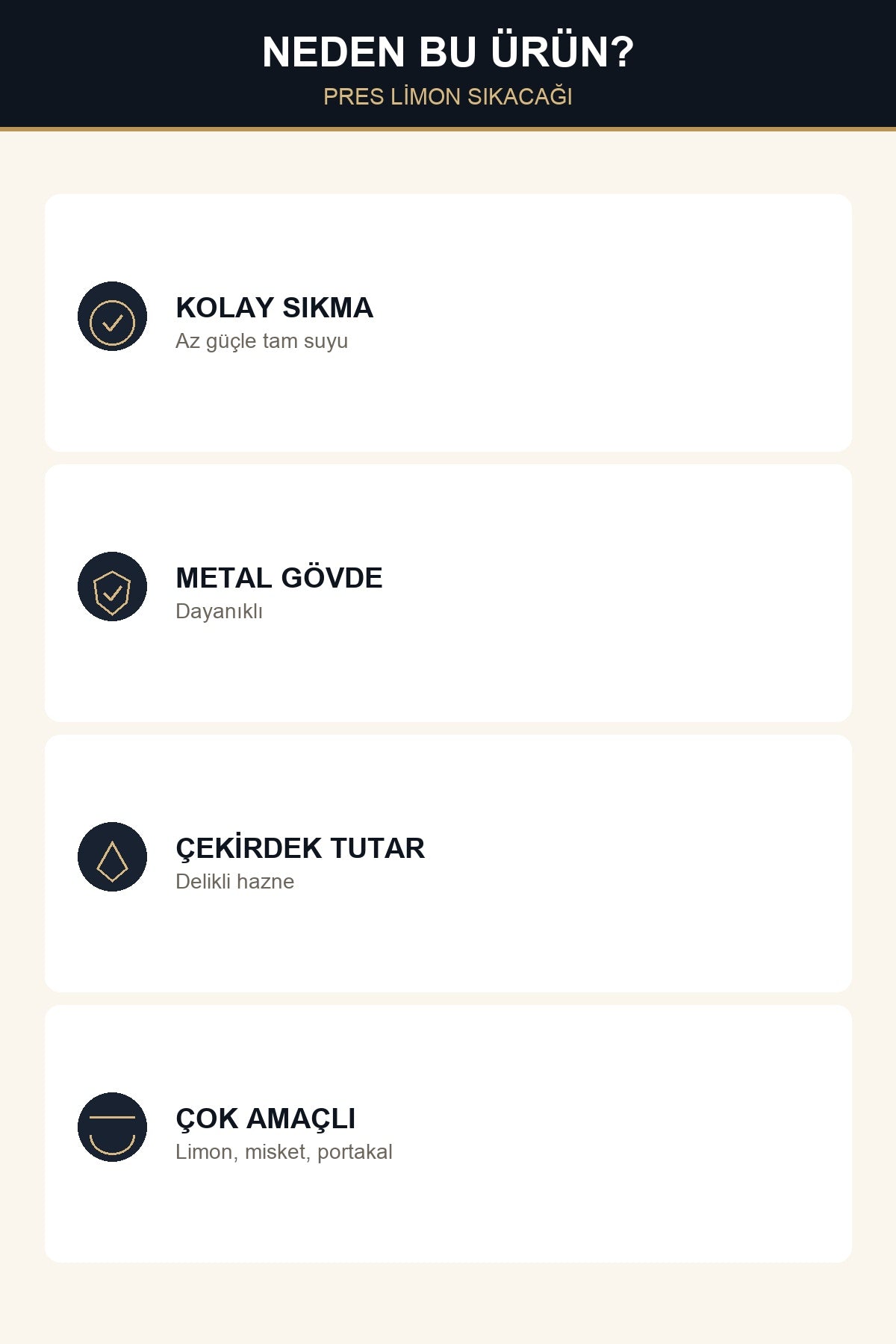 Pres Limon Sıkacağı Çelik Metal Siyah Kollu Meyve Sıkacağı 7 cm Hazne