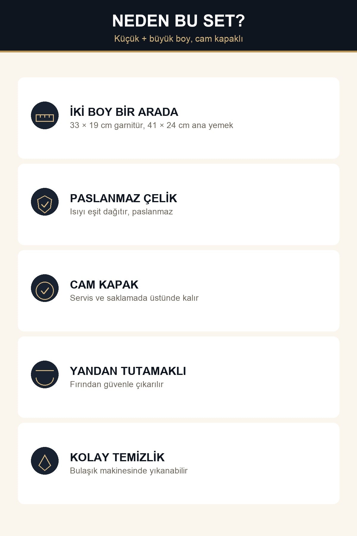 2'li Cam Kapaklı Çelik Fırın Kabı Seti 33x19 ve 41x24 cm Küçük ve Büyü
