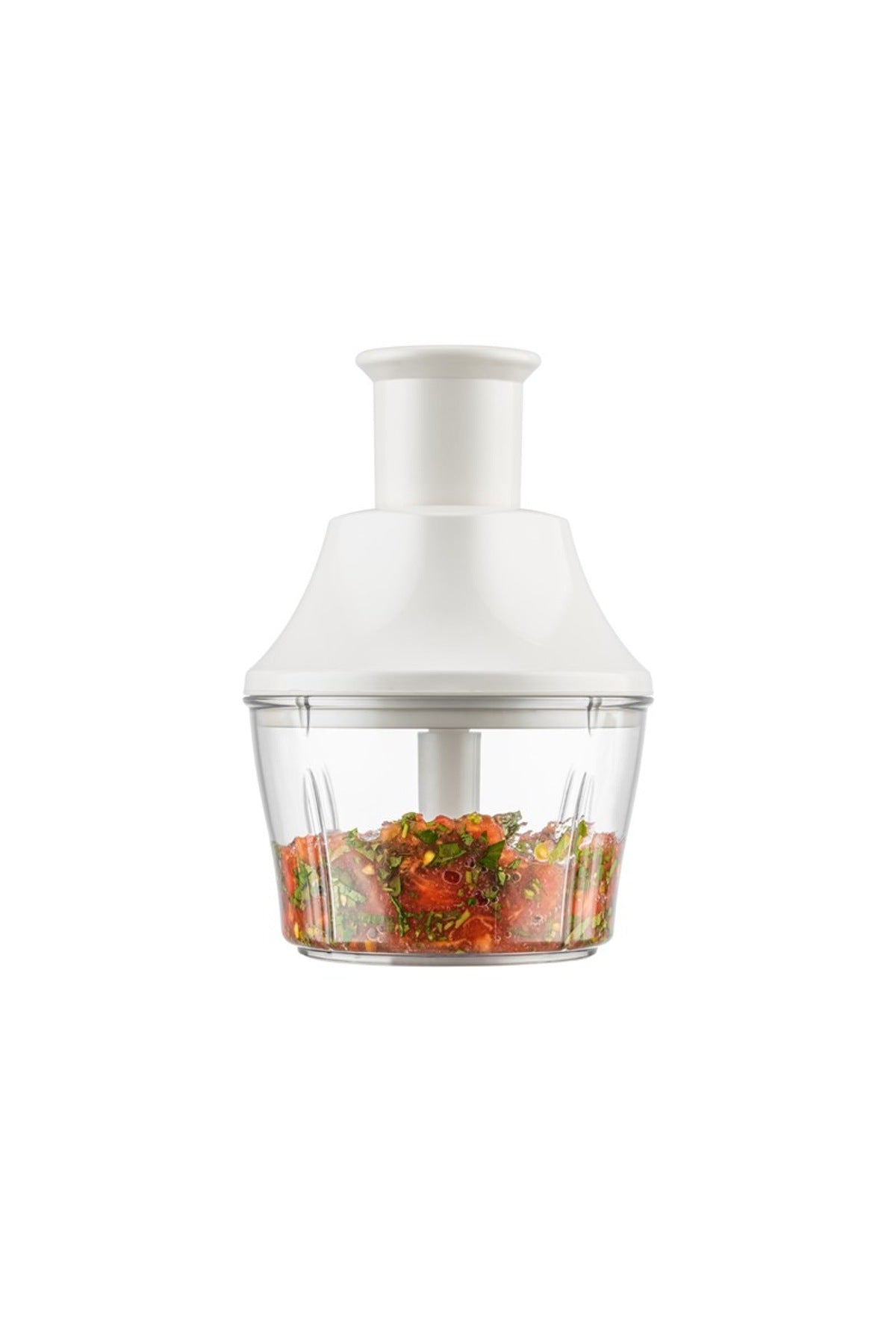 Basmalı Mini El Rondosu 700 ml Manuel Doğrayıcı Üçlü Çelik Bıçaklı Soğ Gri