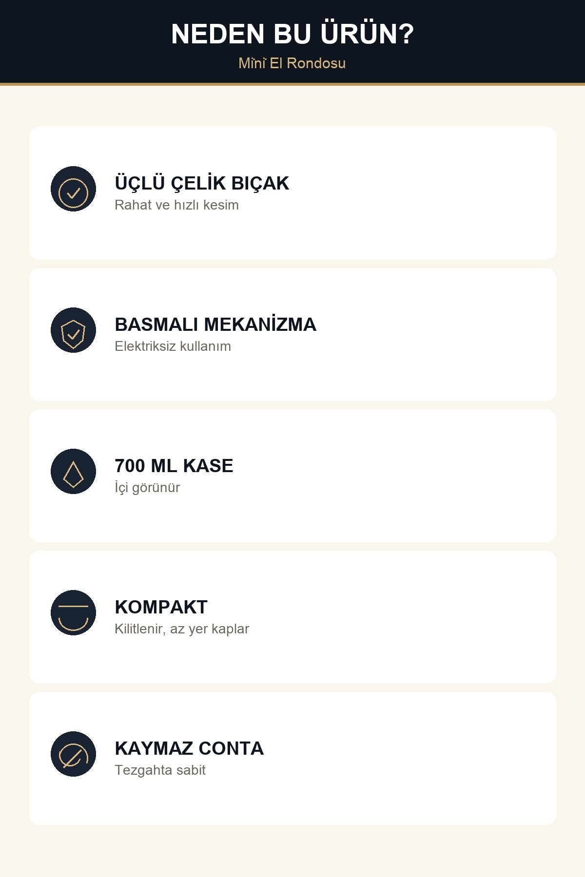 Basmalı Mini El Rondosu 700 ml Manuel Doğrayıcı Üçlü Çelik Bıçaklı Soğ Gri