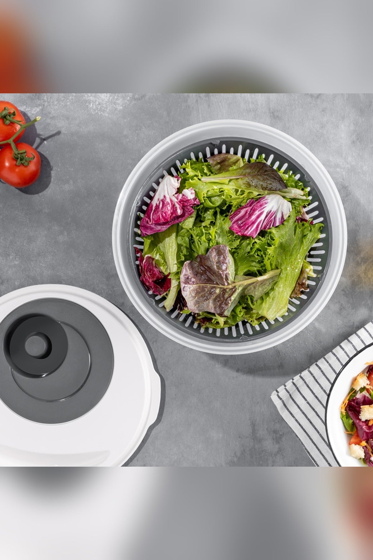 Salata Kurutucu 4,5 L Döner Mekanizmalı Süzgeçli Yeşillik ve Sebze Kur Yeşil