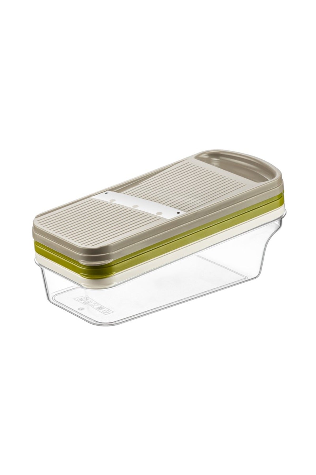 Hazneli Rende Seti 3'lü Dilimleyici İnce ve Kalın Rende Kapaklı Paslan Gri
