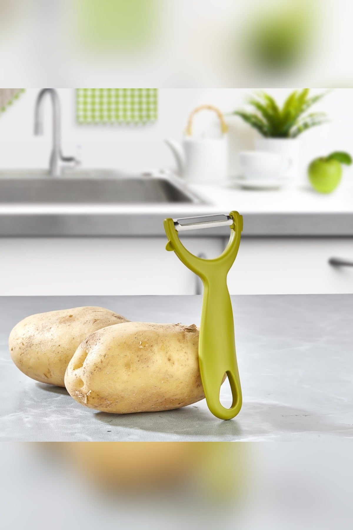 Sapan Tipi Soyacak Paslanmaz Çelik Bıçaklı Ergonomik Meyve Sebze Patat Beyaz