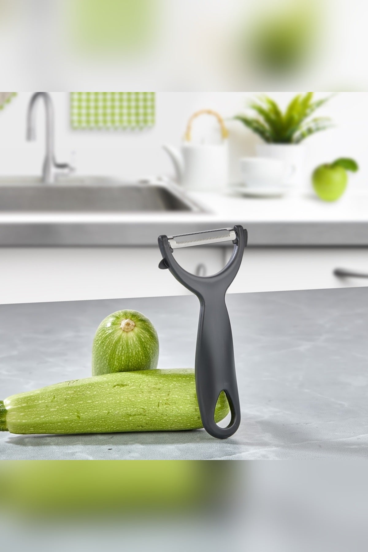 Sapan Tipi Soyacak Paslanmaz Çelik Bıçaklı Ergonomik Meyve Sebze Patat Beyaz