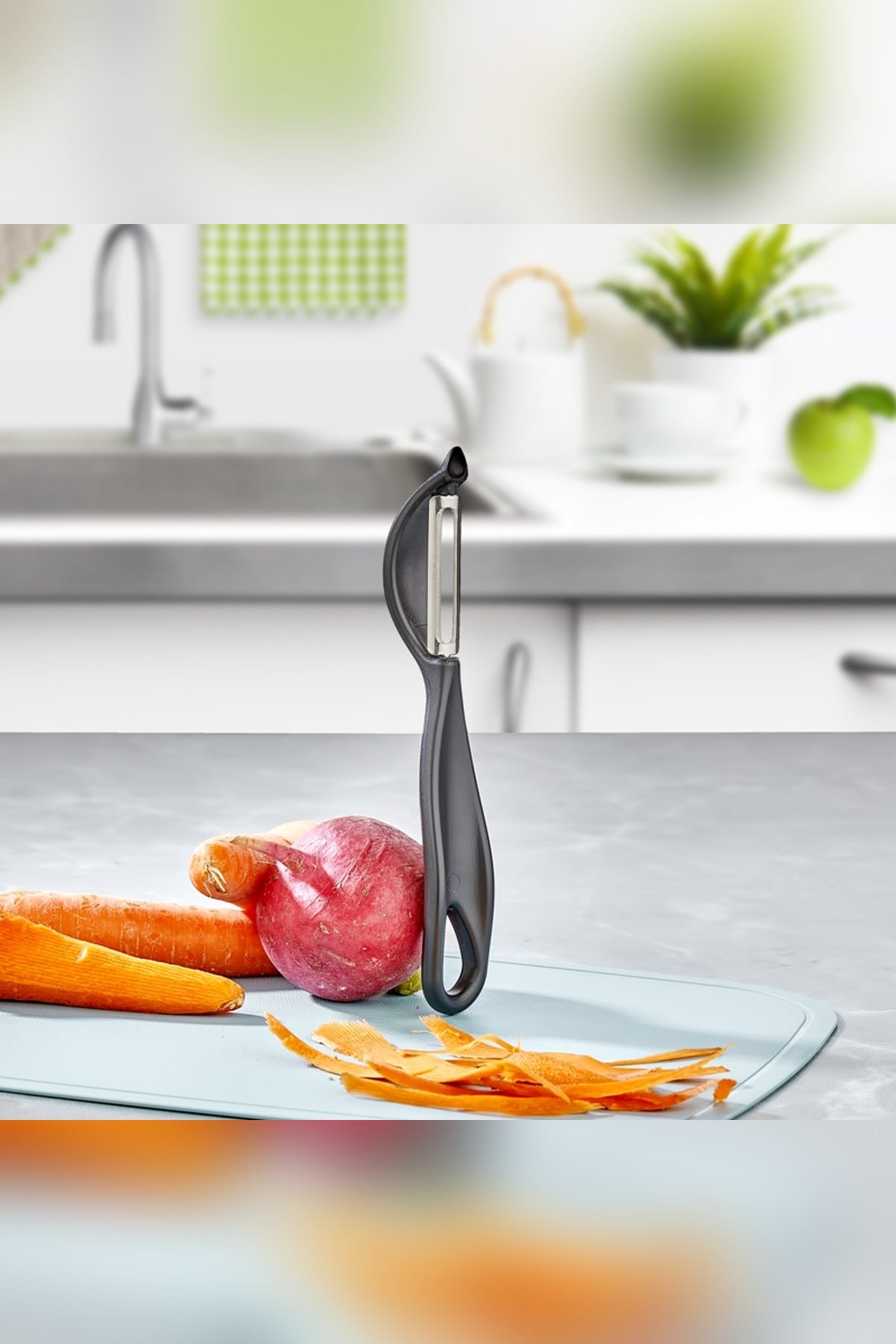 Klasik Soyacak Paslanmaz Çelik Bıçaklı Ergonomik Saplı Meyve Sebze Pat Beyaz
