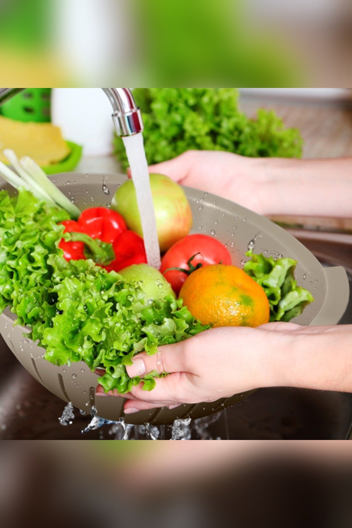 Süzgeç 2,5 L Plastik Sebze Meyve Makarna Pirinç Süzgeci Mutfak Süzgeci Turkuaz