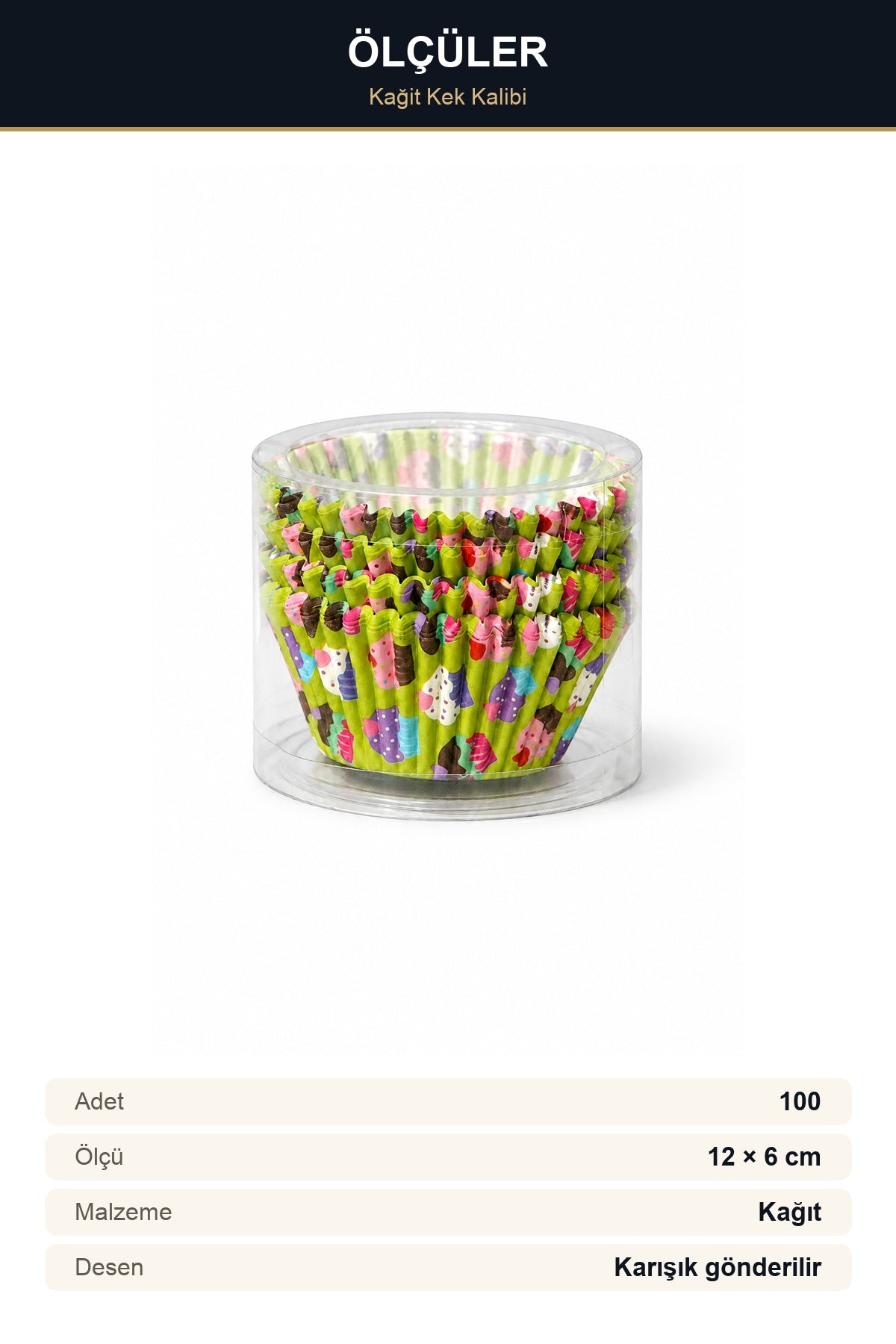 100'lü Renkli Kağıt Muffin Kek Kalıbı Kutulu Cupcake Kapsülü