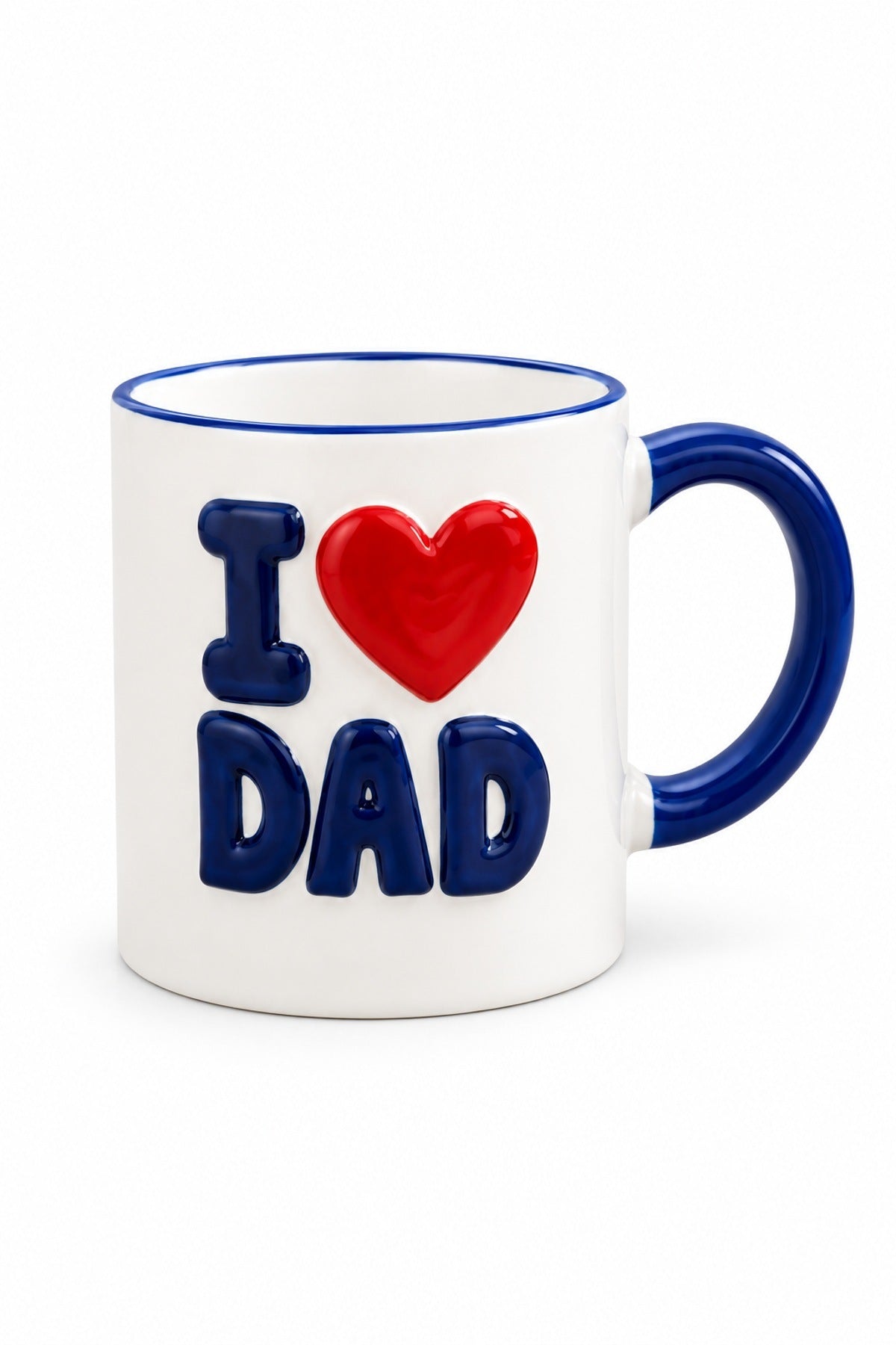 I Love Dad Yazılı Porselen Kupa 370 ml Kabartma Yazılı Çay Kahve Kupas