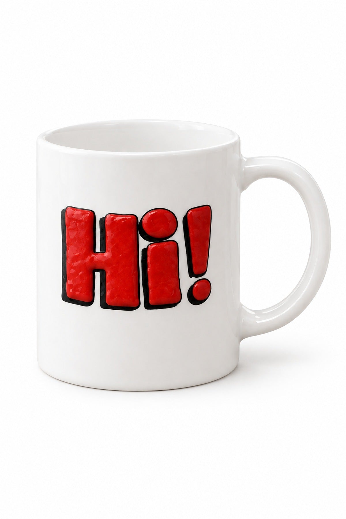 Hi Yazılı Porselen Kupa 335 ml Kabartma Yazılı Çay Kahve Kupası Hediye