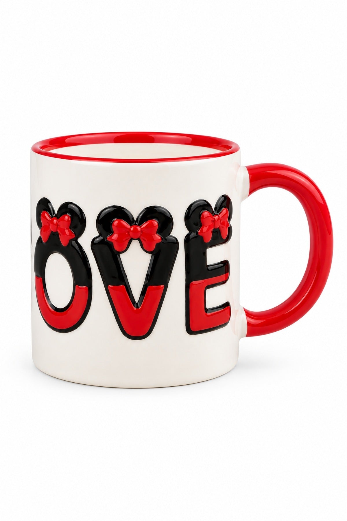 Fiyonklu Love Yazılı Porselen Kupa 370 ml Kabartma Yazılı Çay Kahve Ku