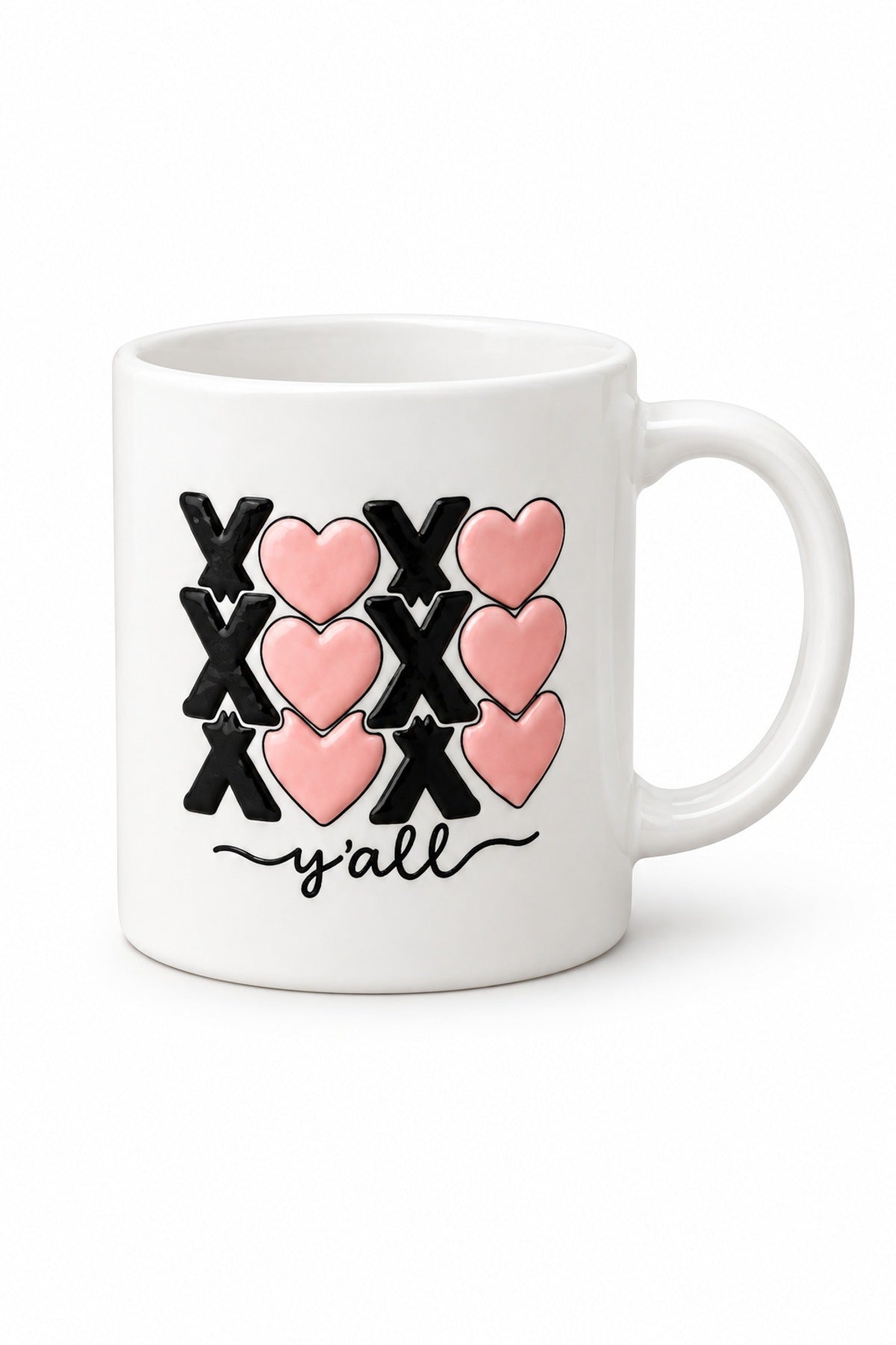 XOXO Yazılı Porselen Kupa 335 ml Kabartma Yazılı Çay Kahve Kupası Hedi