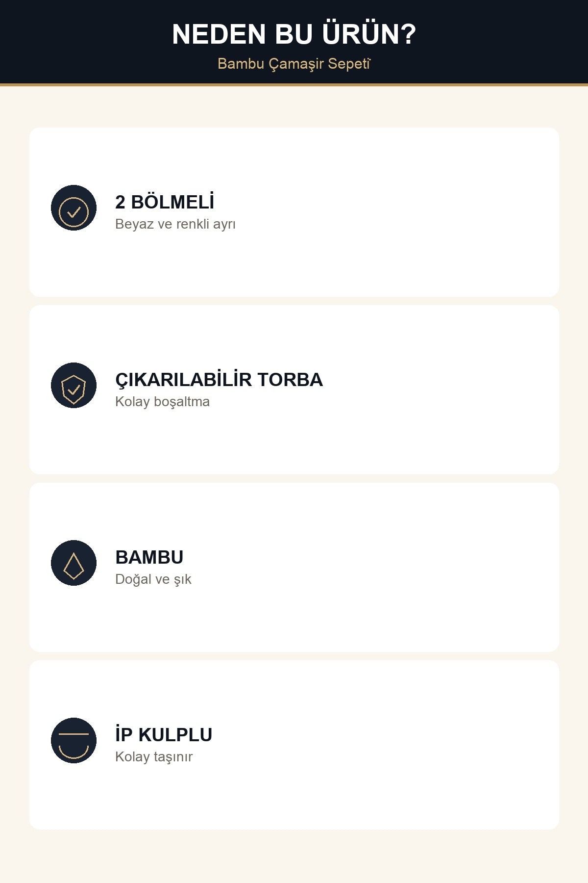 2 Bölmeli Bambu Kirli Çamaşır Sepeti 52x32 cm Kapaklı Kumaş Torbalı İp Natürel
