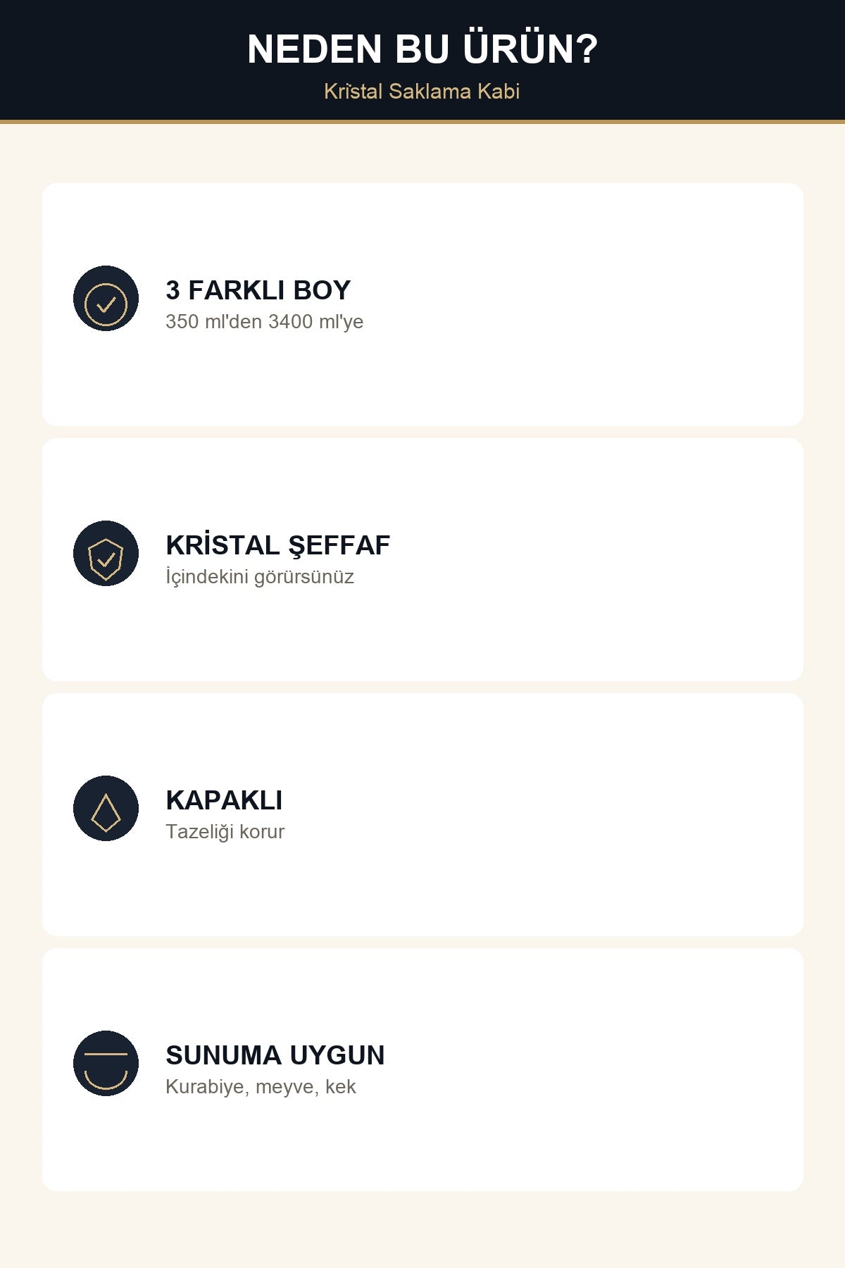 3'lü Kare Kristal Saklama Kabı Seti 350 ml 1400 ml 3400 ml Şeffaf Kapa