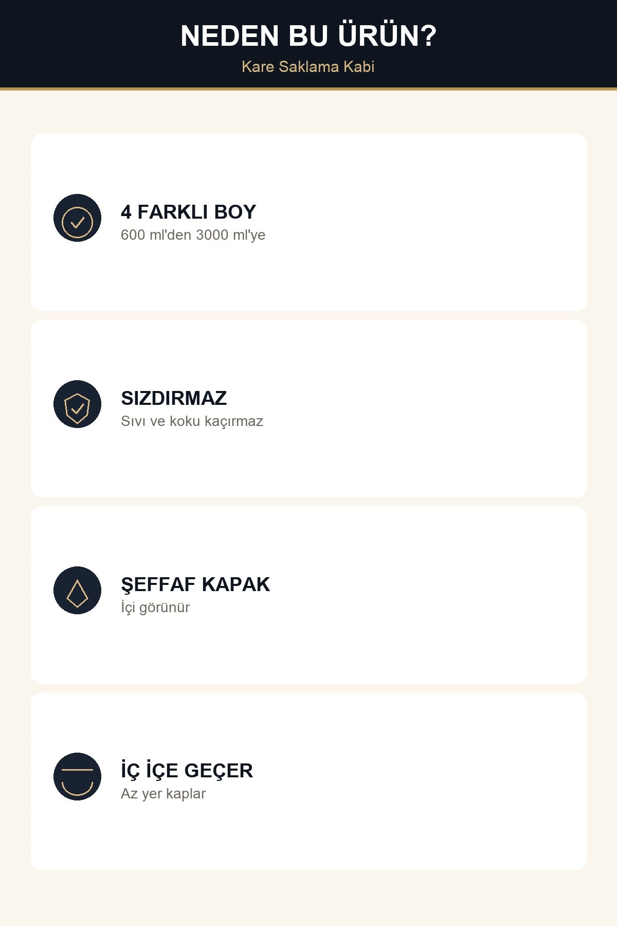 4'lü Kare Sızdırmaz Saklama Kabı Seti 600-1100-1800-3000 ml Gri Şeffaf Kapaklı