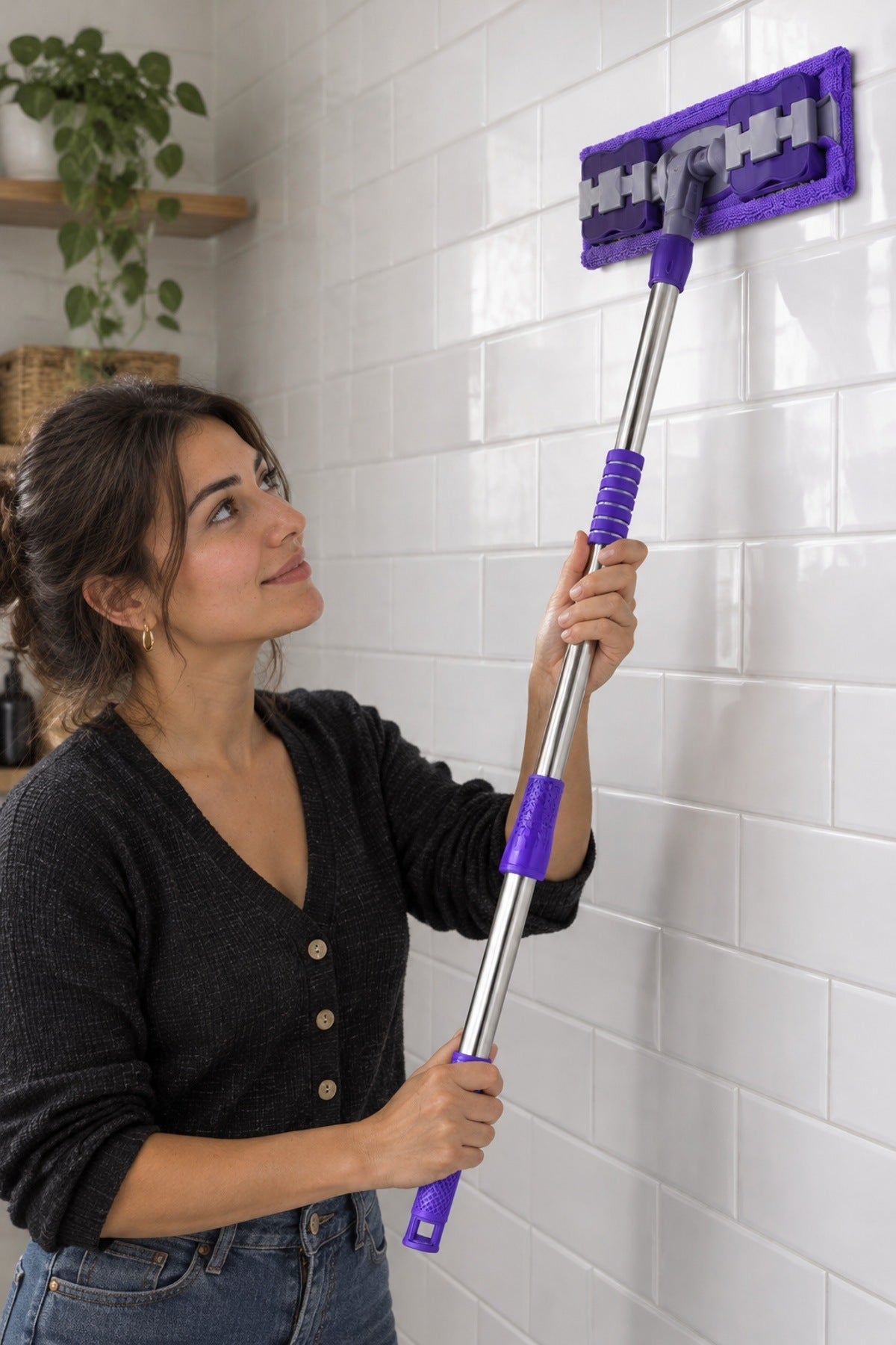Mandallı Palet Mop Yedek Paspaslı 360° Döner Başlık 70-107 cm Uzayan S