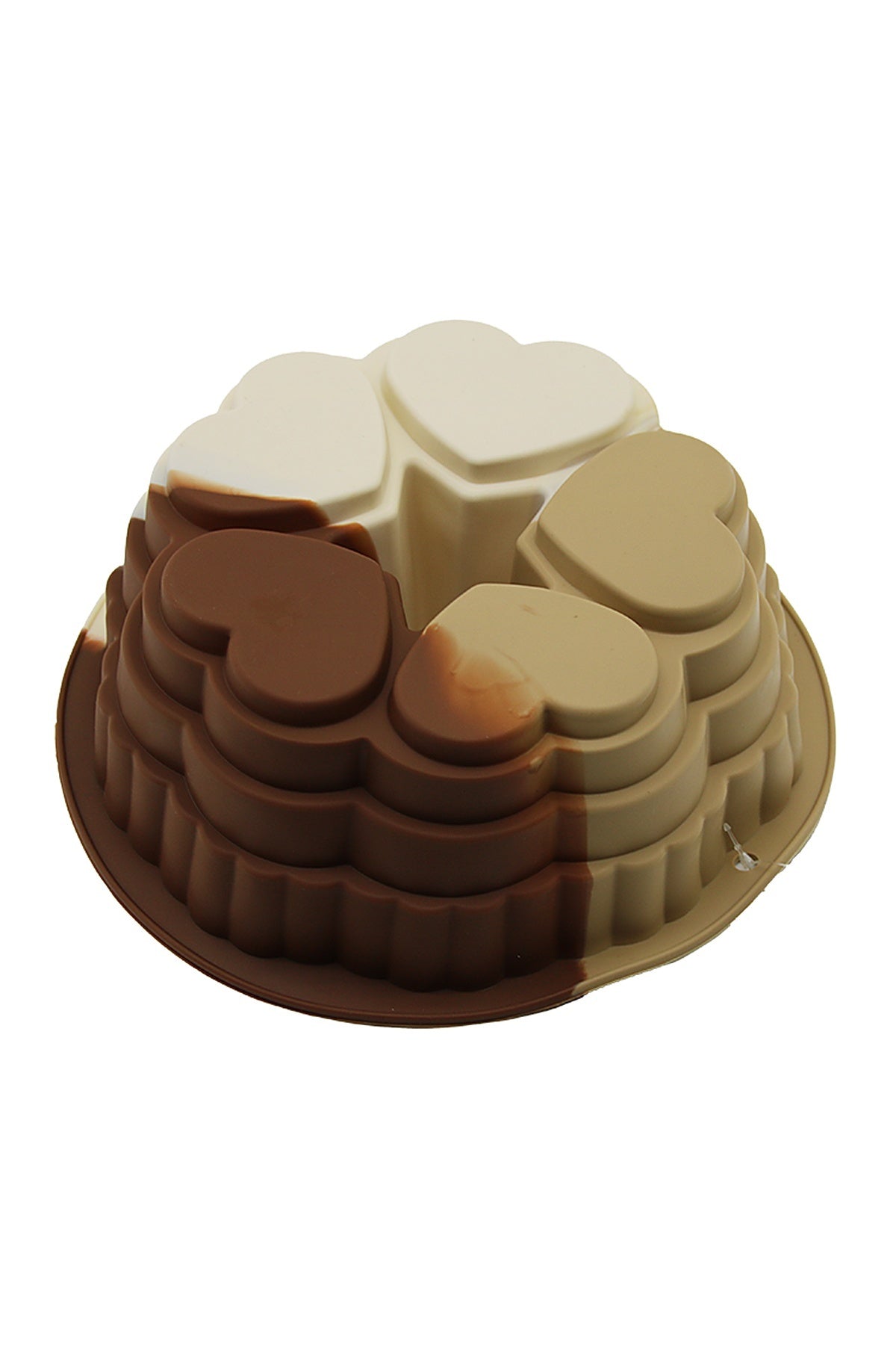 Silikon Kalp Kek Kalıbı 21 cm 5 Kalpli Yuvarlak Göbekli Pasta Kalıbı Ü