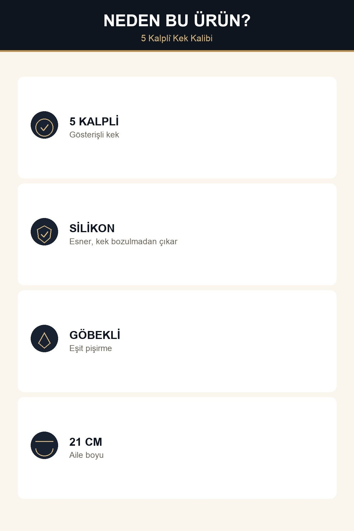 Silikon Kalp Kek Kalıbı 21 cm 5 Kalpli Yuvarlak Göbekli Pasta Kalıbı Ü