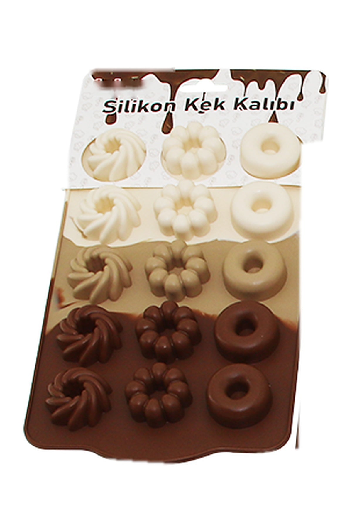 Silikon Burgu ve Donut Mini Kek Kalıbı 15'li Muffin ve Çikolata Kalıbı
