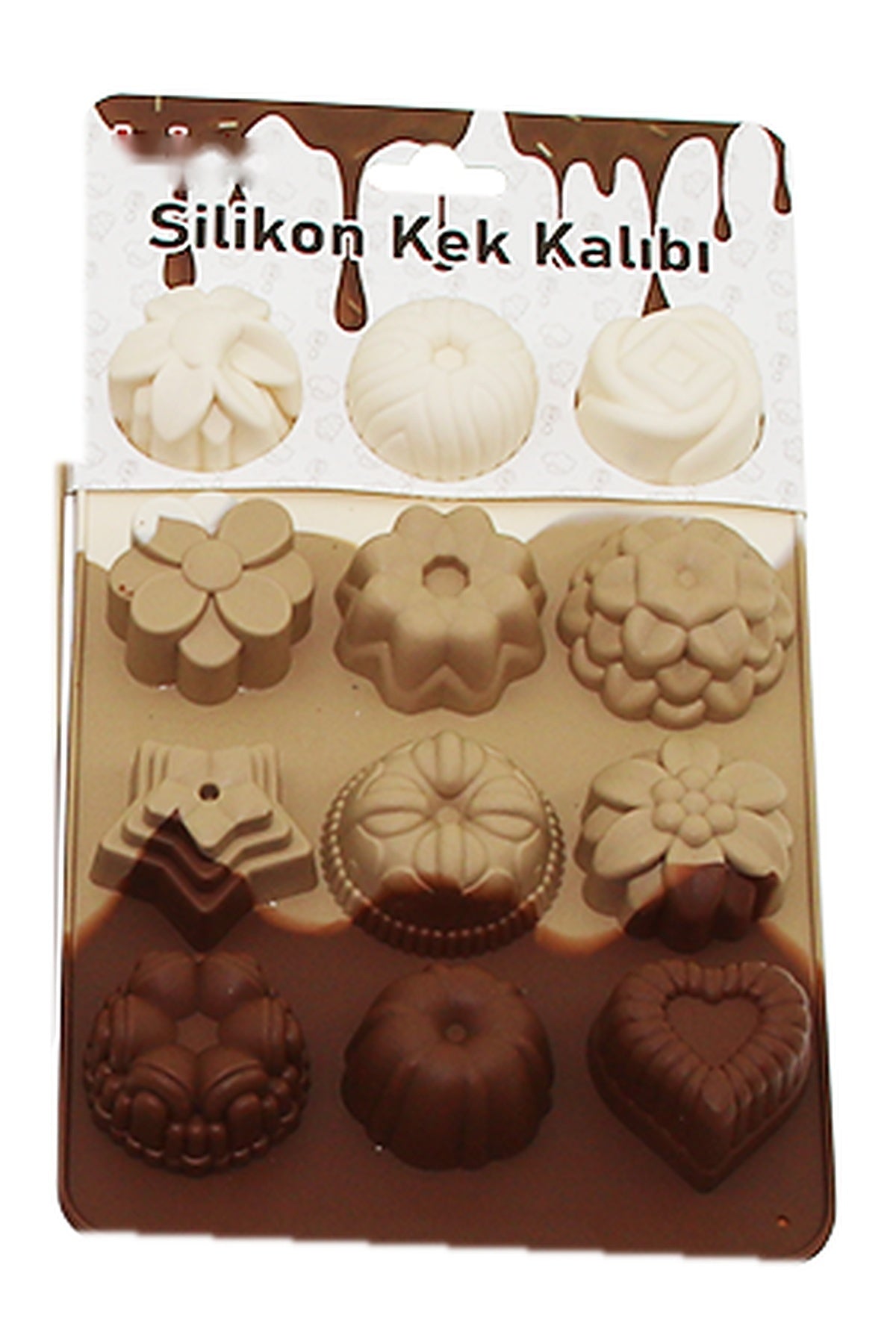 Silikon Çiçek ve Kalp Mini Kek Kalıbı 12'li Muffin ve Çikolata Kalıbı
