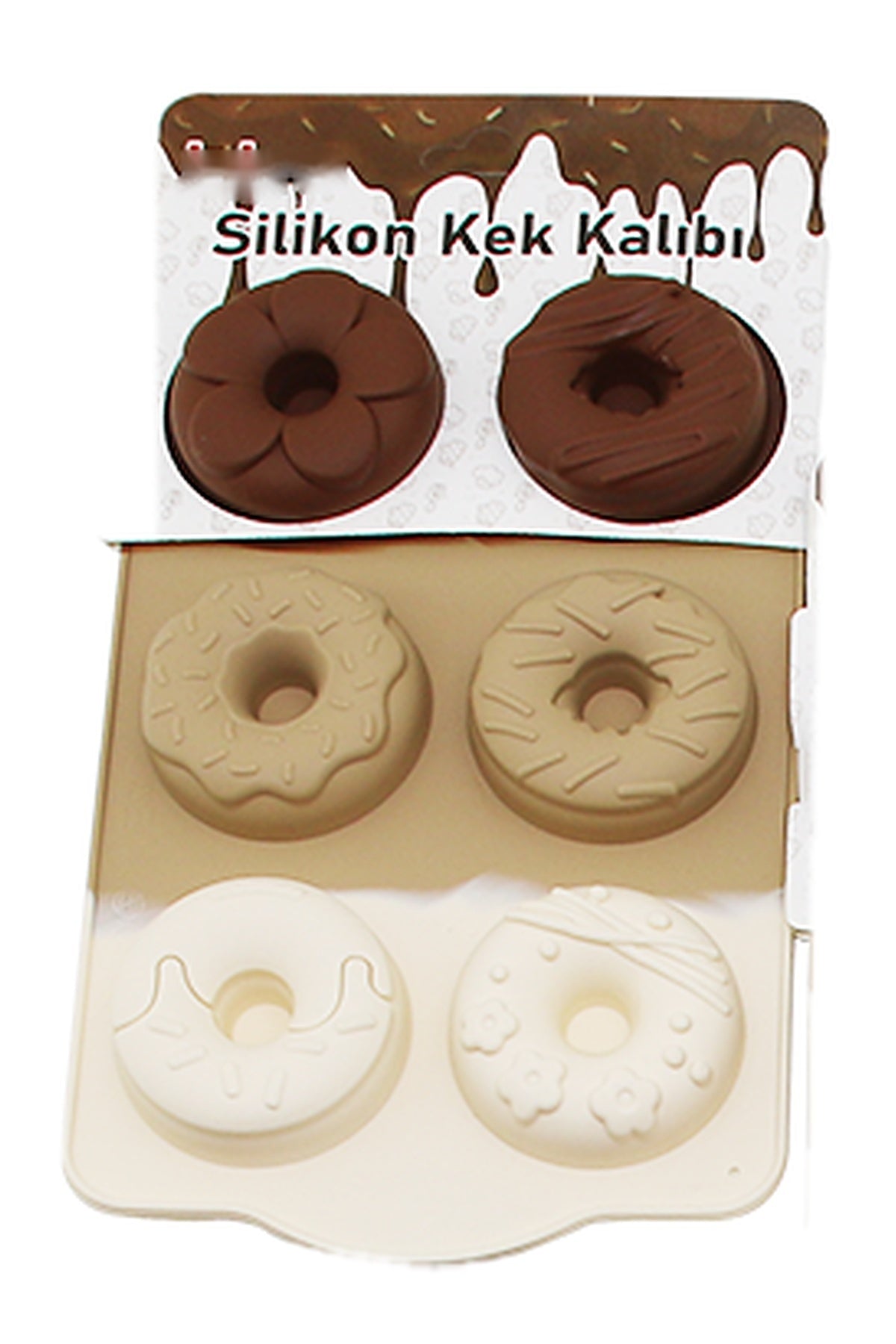 Silikon Donut Mini Kek Kalıbı 6'lı Muffin ve Çikolata Kalıbı Üç Renkli