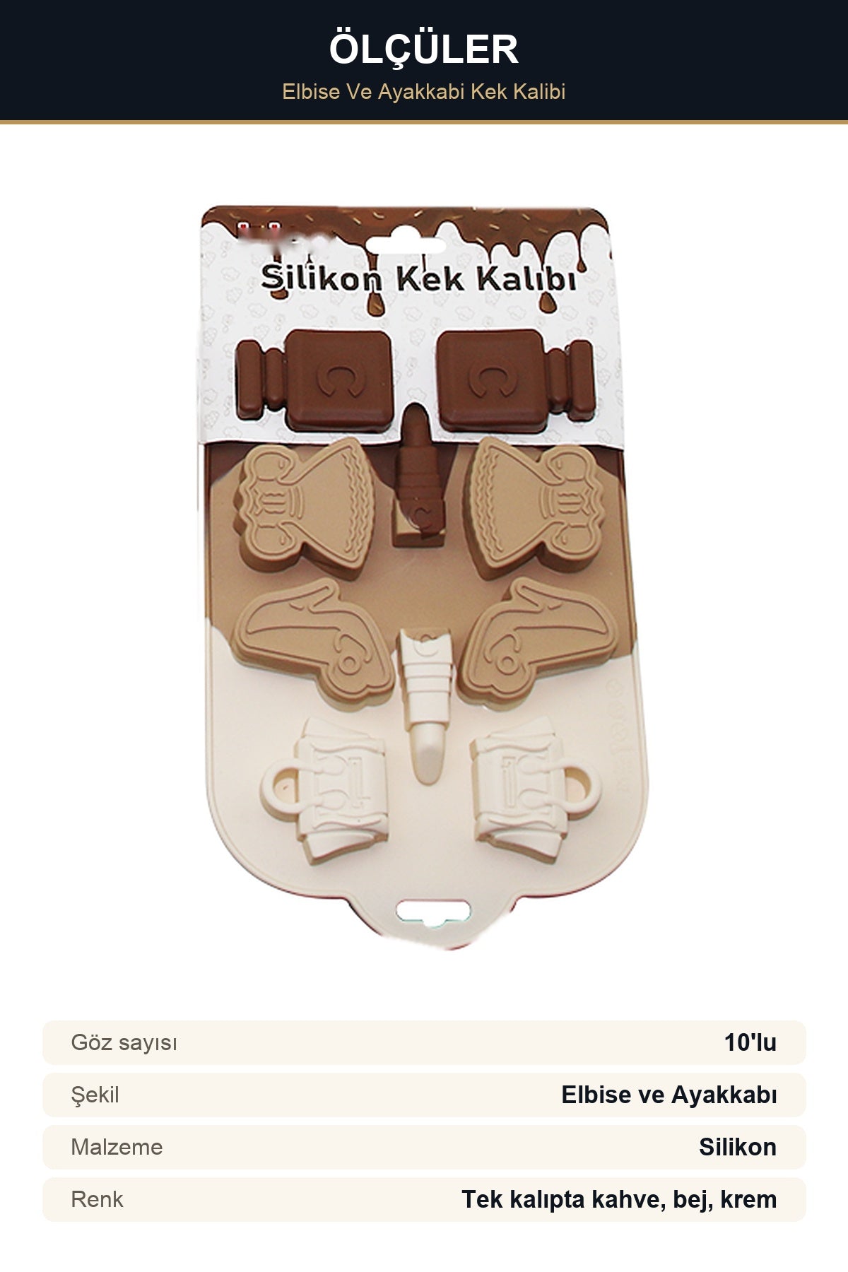 Silikon Elbise ve Ayakkabı Mini Kek Kalıbı 10'lu Muffin ve Çikolata Ka